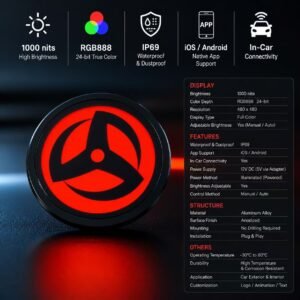 BMW Digital LCD Emblem – 82mm Smart Electronic Car Badge